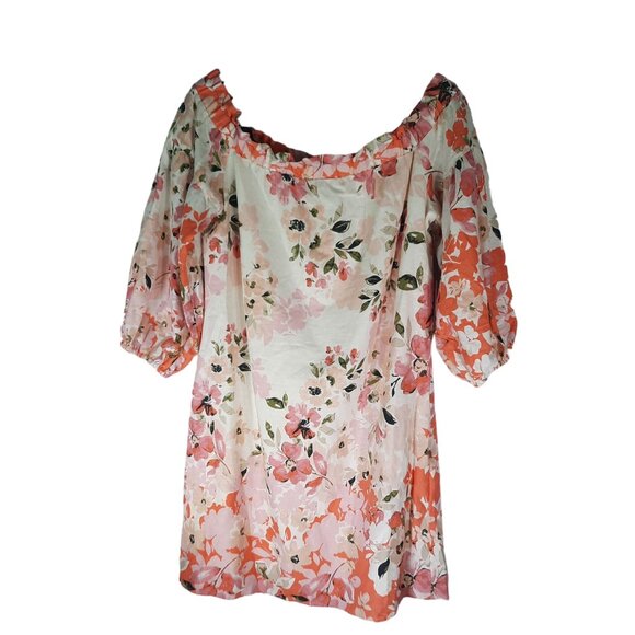 Vince Camuto Linen Off the Shoulder Floral Dress - Picture 2 of 10
